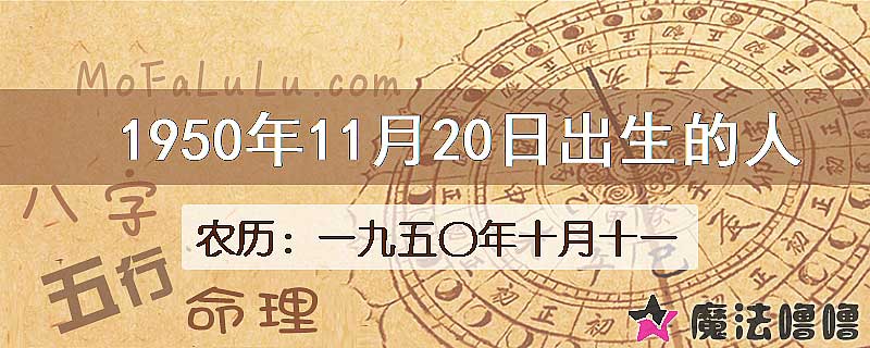 1950年11月20日出生的八字怎么样？