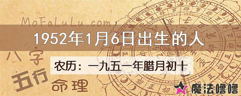 1952年1月6日出生的八字怎么样？