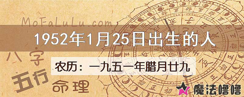 1952年1月25日出生的八字怎么样？