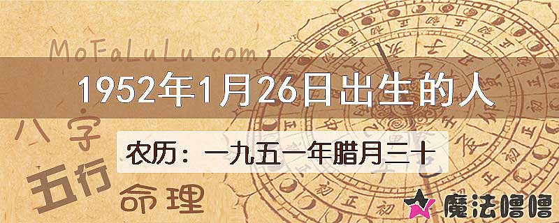 1952年1月26日出生的八字怎么样？