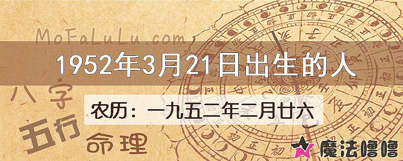 1952年3月21日出生的人