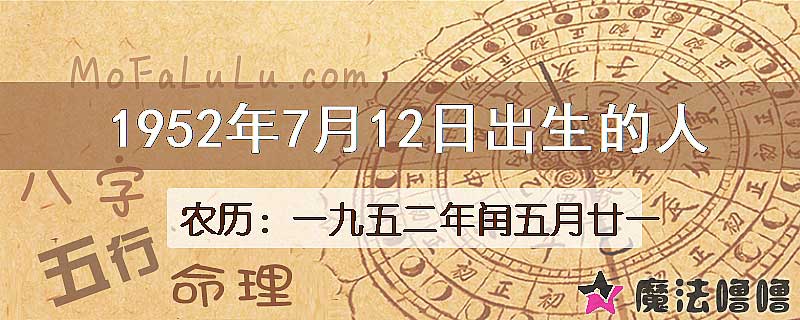 1952年7月12日出生的人