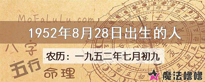 1952年8月28日出生的八字怎么样？