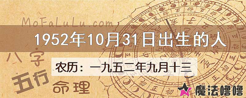 1952年10月31日出生的八字怎么样？