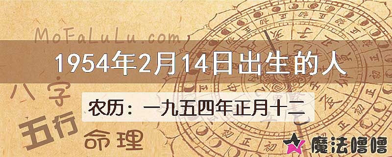 1954年2月14日出生的八字怎么样？