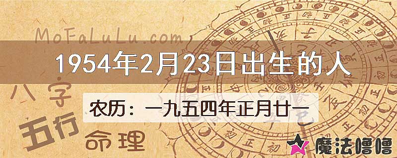 1954年2月23日出生的八字怎么样？