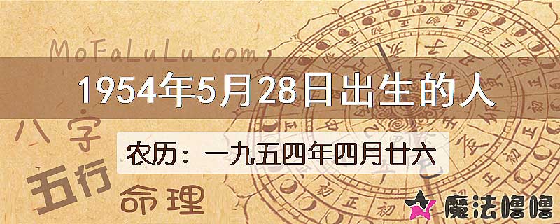 1954年5月28日出生的八字怎么样？