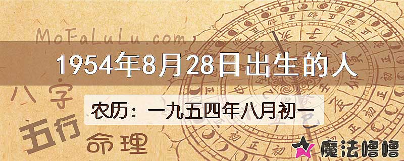 1954年8月28日出生的八字怎么样？