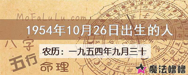 1954年10月26日出生的八字怎么样？