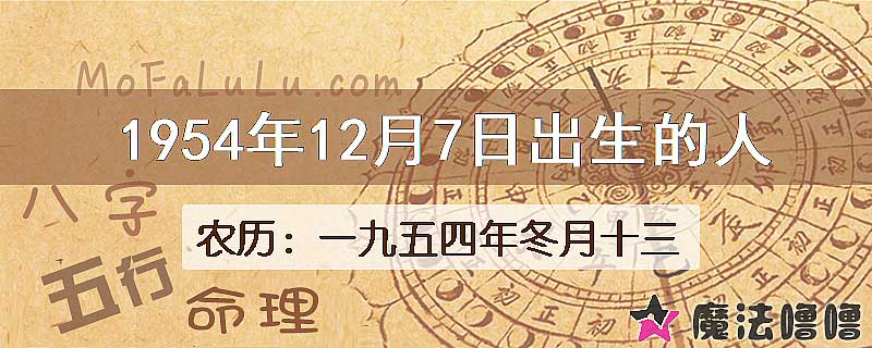 1954年12月7日出生的八字怎么样？