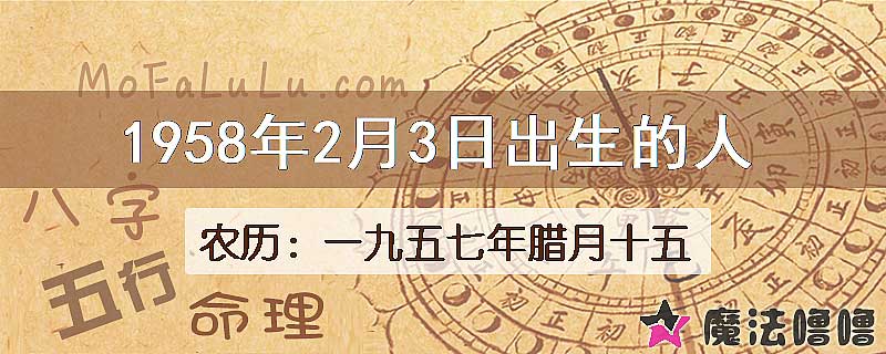 1958年2月3日出生的八字怎么样？