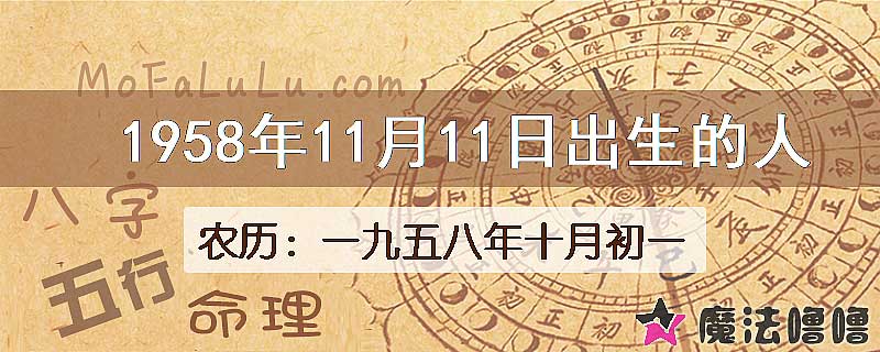 1958年11月11日出生的八字怎么样？