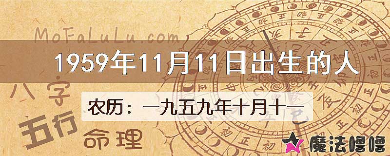 1959年11月11日出生的八字怎么样？