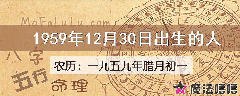 1959年12月30日出生的八字怎么样？