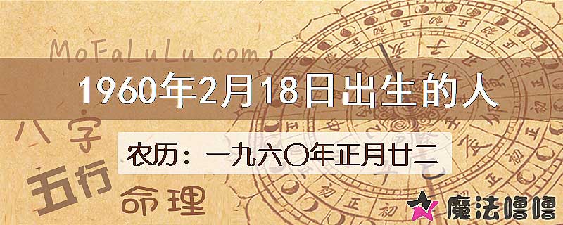 一九六〇年正月廿二（新历1960年2月18日）出生的人