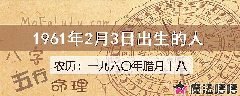 1961年2月3日出生的八字怎么样？