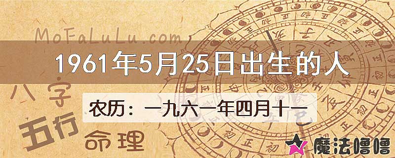 1961年5月25日出生的八字怎么样？