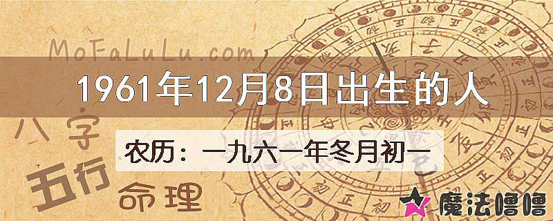 1961年12月8日出生的八字怎么样？