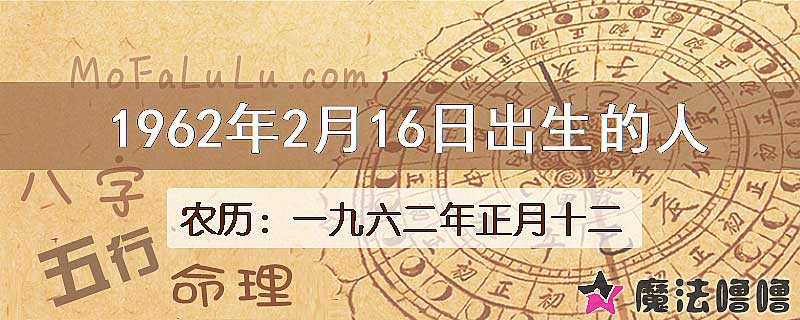 1962年2月16日出生的人