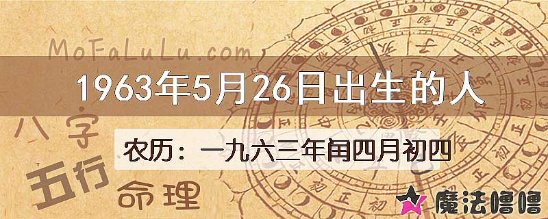 1963年5月26日出生的八字怎么样？