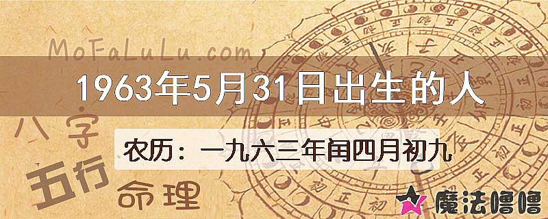 1963年5月31日出生的八字怎么样？