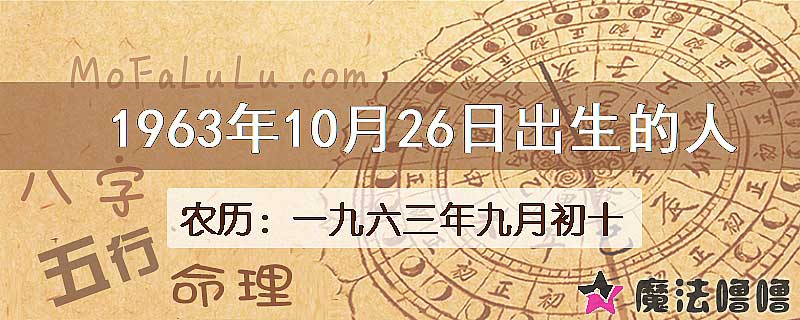 1963年10月26日出生的八字怎么样？