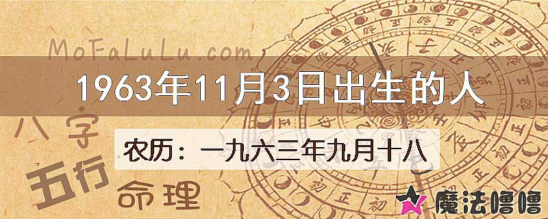 1963年11月3日出生的八字怎么样？