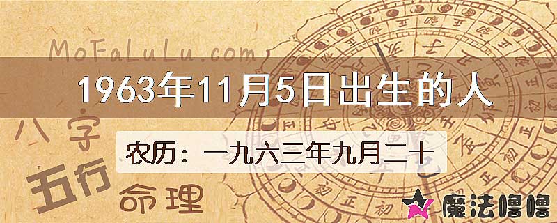 1963年11月5日出生的八字怎么样？