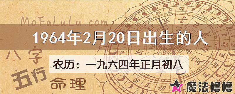 1964年2月20日出生的八字怎么样？