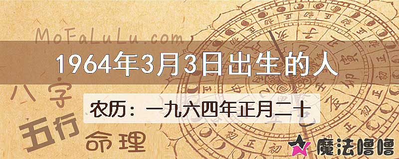 1964年3月3日出生的人