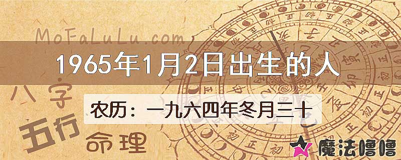 1965年1月2日出生的八字怎么样？