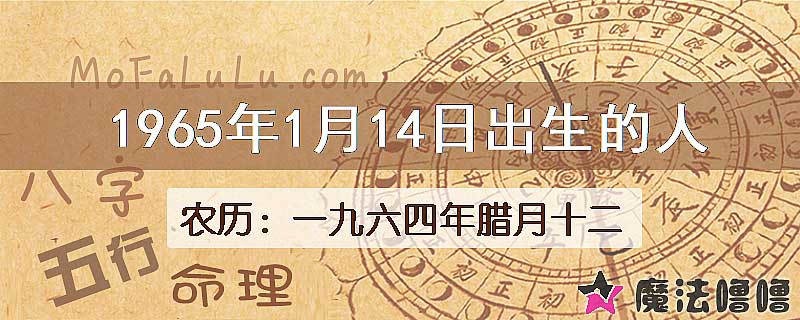 1965年1月14日出生的八字怎么样？