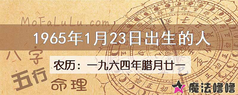 1965年1月23日出生的八字怎么样？