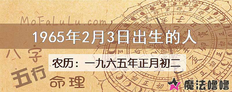 1965年2月3日出生的八字怎么样？