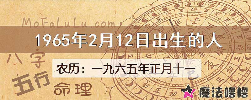 1965年2月12日出生的八字怎么样？