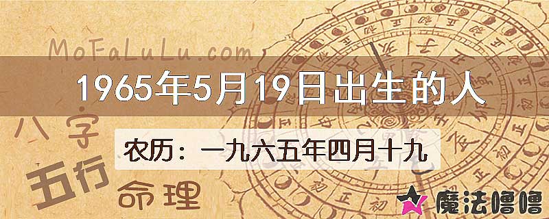 1965年5月19日出生的八字怎么样？