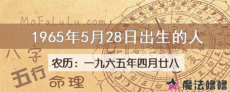 1965年5月28日出生的八字怎么样？