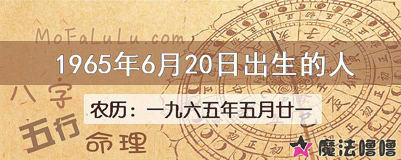 1965年6月20日出生的八字怎么样？