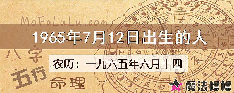 1965年7月12日出生的八字怎么样？