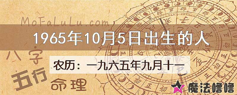 1965年10月5日出生的八字怎么样？