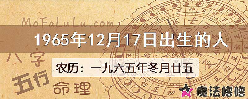 1965年12月17日出生的八字怎么样？