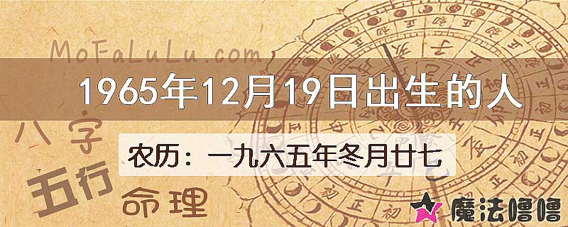 1965年12月19日出生的八字怎么样？