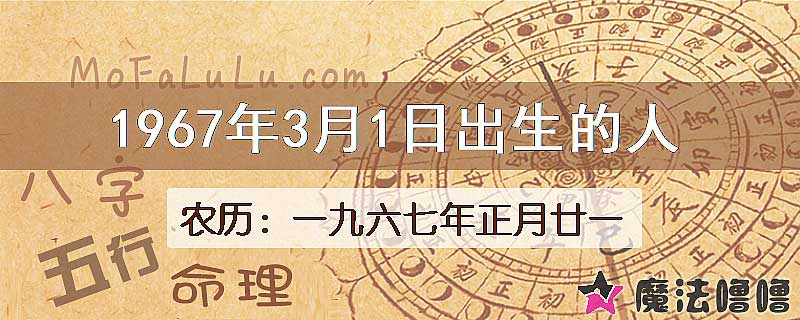 1967年3月1日出生的人