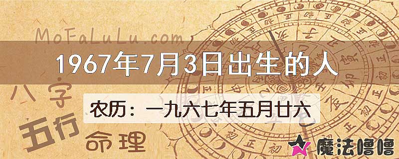 1967年7月3日出生的人