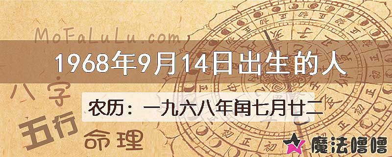 1968年9月14日出生的人