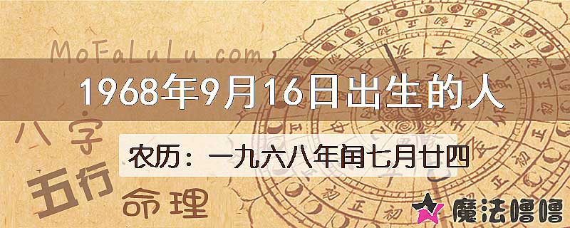 1968年9月16日出生的人