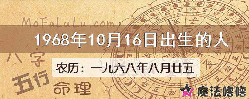 1968年10月16日出生的八字怎么样？