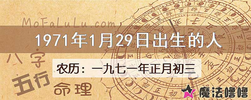 1971年1月29日出生的八字怎么样？