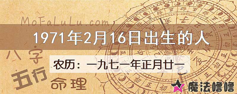 1971年2月16日出生的八字怎么样？