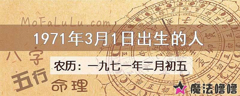 1971年3月1日出生的八字怎么样？